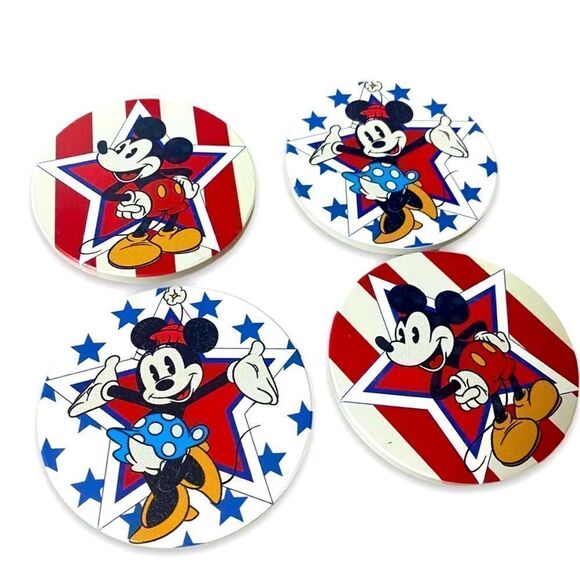 Mickey Mouse Minnie Coasters Fourth July USA Retro